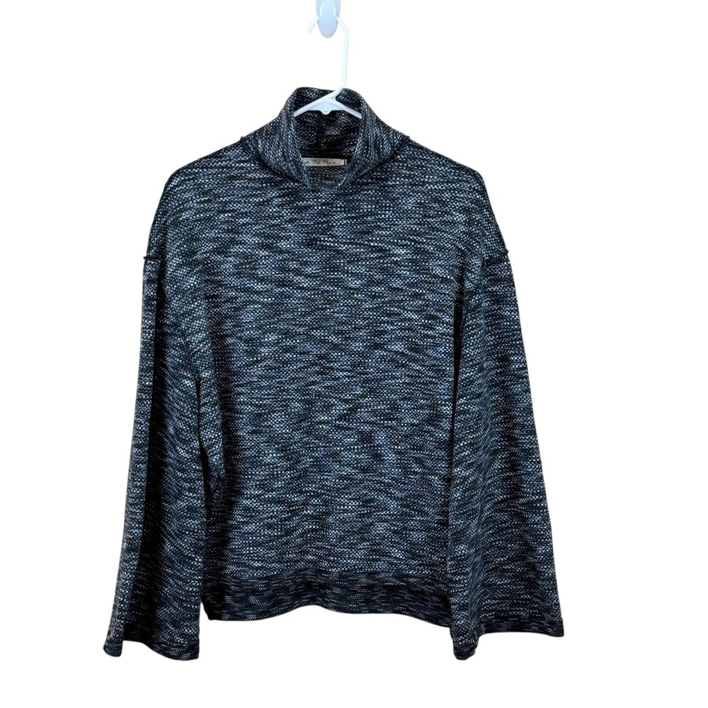 Free‎ People We The Free Sunny Days Marled Funnel Neck Boxy Sweater Black Small